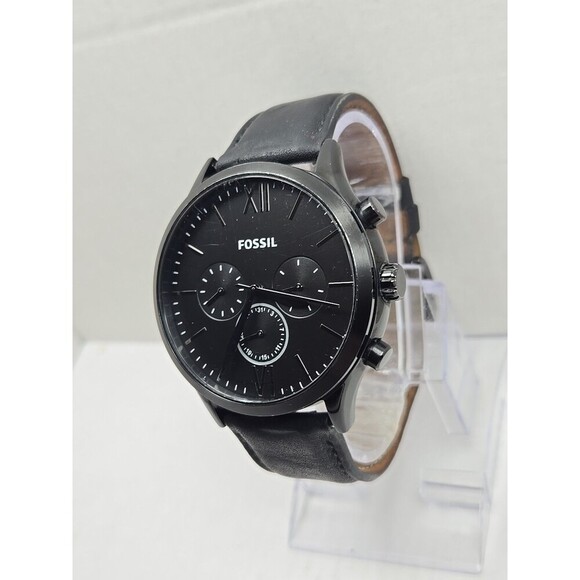 Fossil BQ2360 Fenmore Flynn Neutra Chronograph Black Leather Watch New Battery - Picture 2 of 12